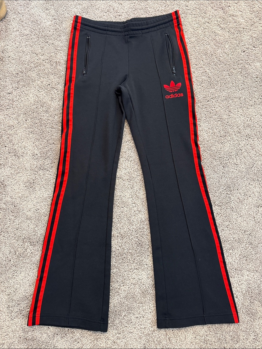 Vintage Adidas Black Sweatpants with Red Side Stripes
